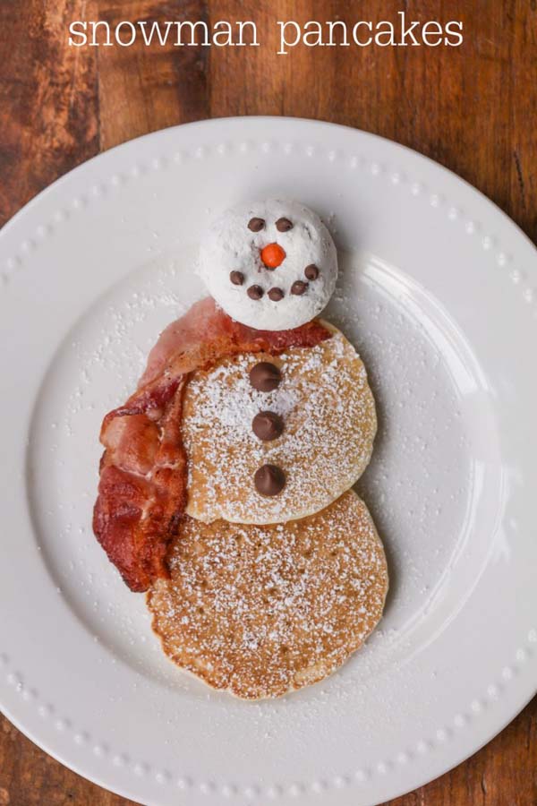 Snowman Pancakes #Christmas #breakfast #recipes #trendypins