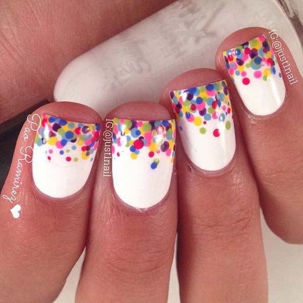 Colorful Polka Dot Tips Nail Design for Short Nails #polkadotnails #trendypins