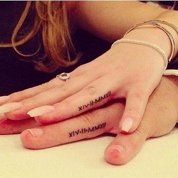 Couples Finger Tattoo with Birthday Dates #tattoofinger #trendypins
