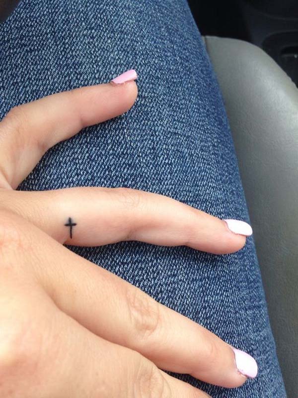 Cross Tattoo on Ring Finger #tattoofinger #trendypins