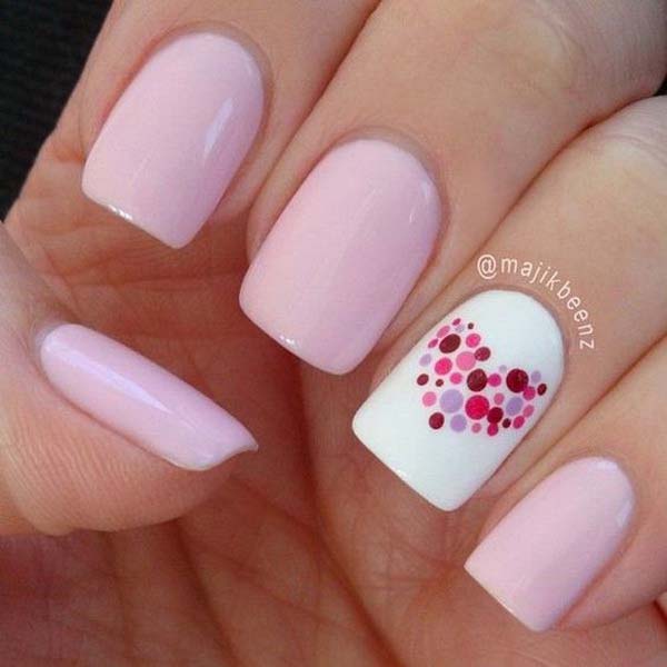 11. Dotted Heart Nail Deisgn #polkadotnails #trendypins