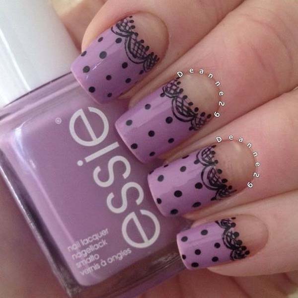 15. Lace and Polka Dots Nail Art #polkadotnails #trendypins