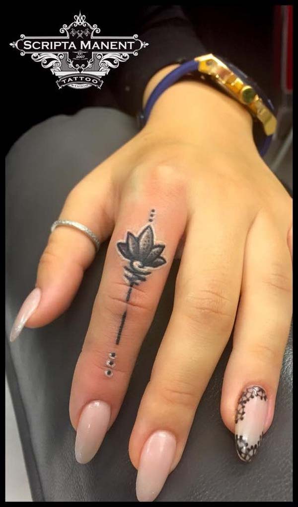 Lotus in Finger Tattoo #tattoofinger #trendypins