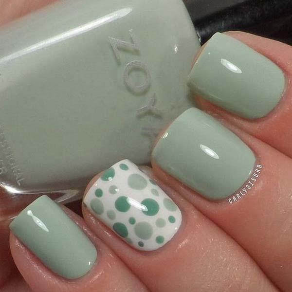 20. Mint Polka Dot Nail Design #polkadotnails #trendypins