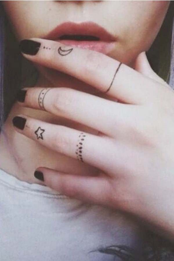 Moon and Star Tattoo On Finger #tattoofinger #trendypins