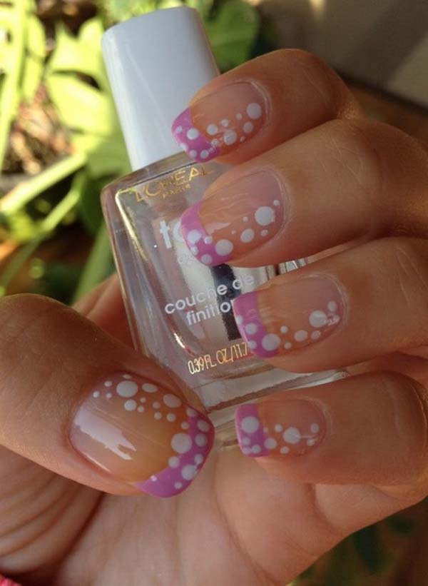 30. Purple Tipped French Nails with Polka Dots #polkadotnails #trendypins