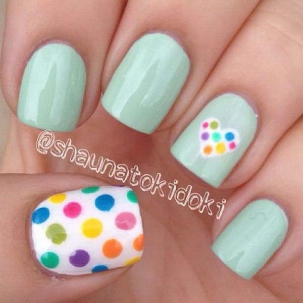 31. Rainbow Polka Dot Nail Design #polkadotnails #trendypins
