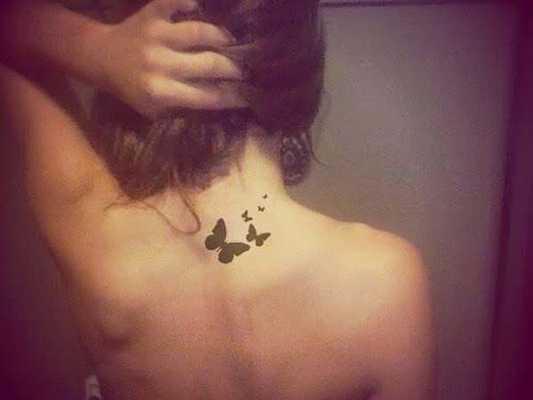 4.Black Butterfly Back of Neck Tattoo #tattoos #necktattoos #trendypins