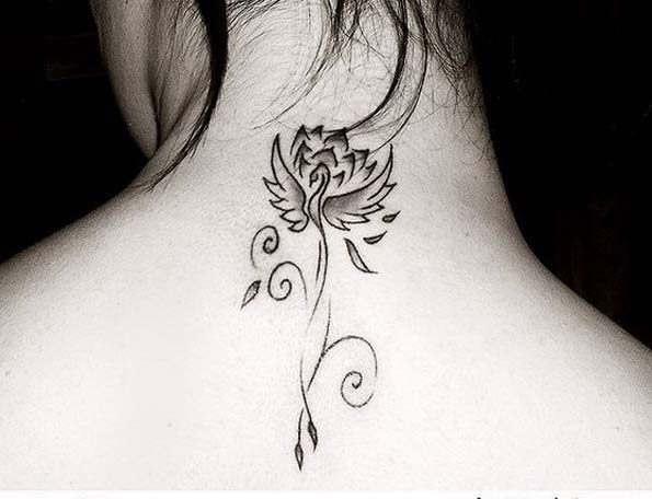 8.Black Phoenix Tattoo on Neck #tattoos #necktattoos #trendypins