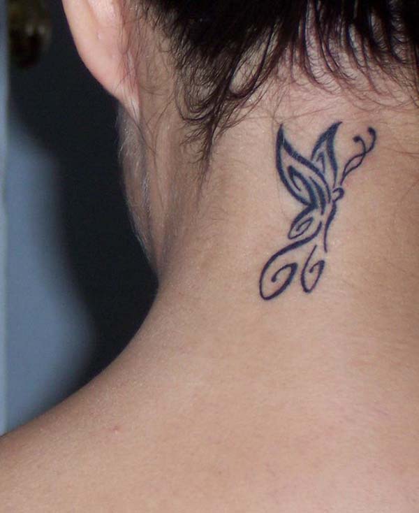 12.Butterfly Tattoo Design on Back of Neck #tattoos #necktattoos #trendypins