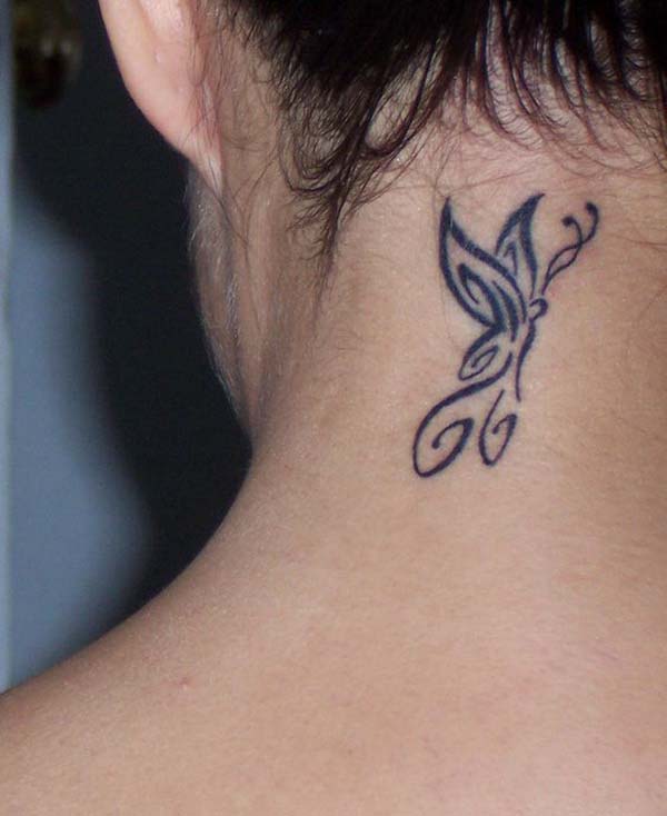 12.Butterfly Tattoo Design on Back of Neck #tattoos #necktattoos #trendypins