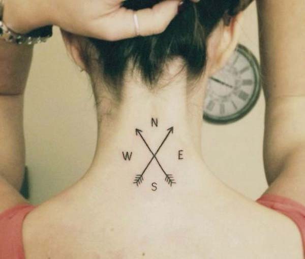 16.Compass Back of Neck Tattoo for Females #tattoos #necktattoos #trendypins