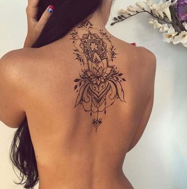 34.Lotus Flower Tattoo on Back of Neck #tattoos #necktattoos #trendypins