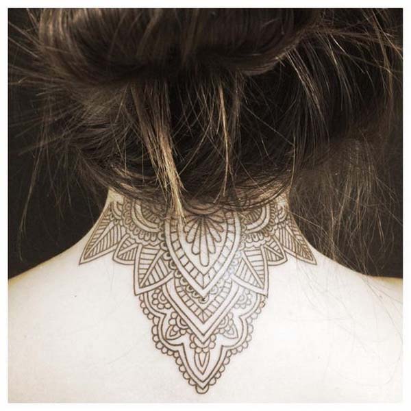 36.Mandala Back of Neck Tattoo #tattoos #necktattoos #trendypins