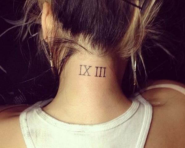 43.Roman Numerals Tattoo on Back of Neck #tattoos #necktattoos #trendypins