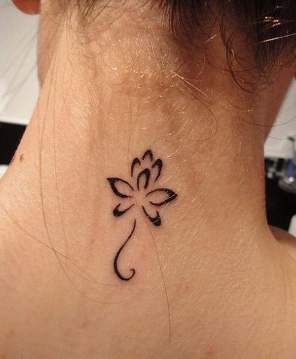 52.Tiny Lotus Flower on Back Of Neck #tattoos #necktattoos #trendypins
