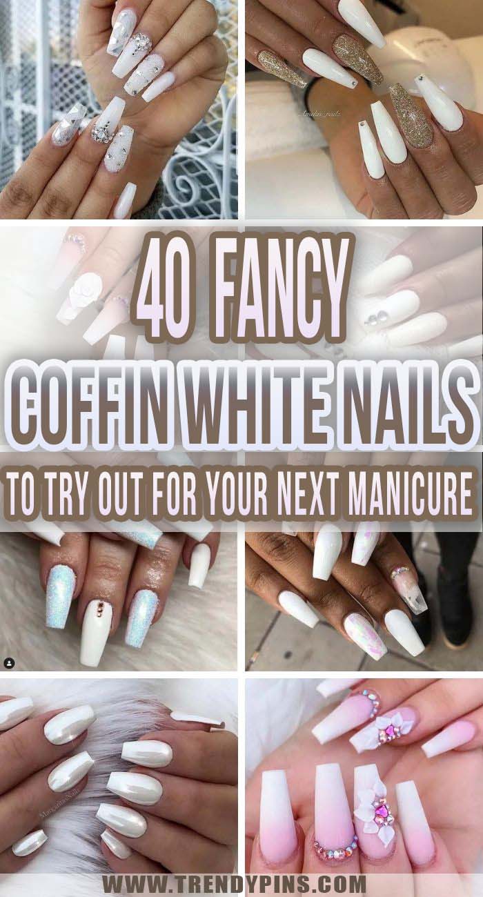 40 Fancy Coffin White Nails To Try Out For Your Next Manicure
