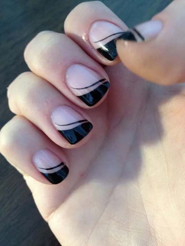 8. Black French Tips Nail Desig #blacknails #beauty #trendypins