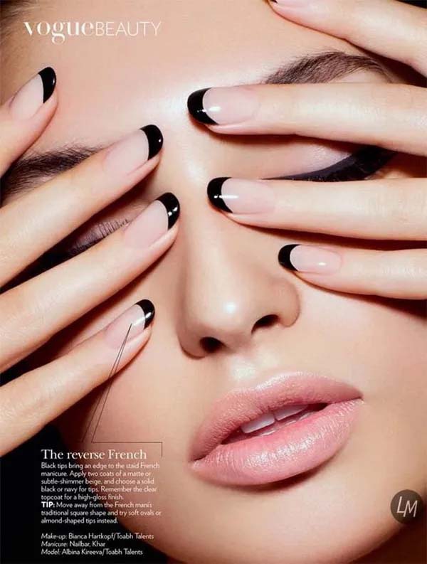20. Black Tipped Nail Design #blacknails #beauty #trendypins