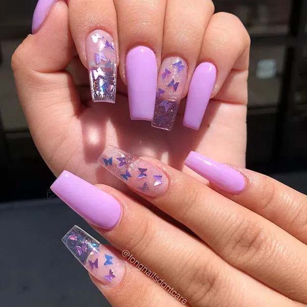 7. Clear Butterfly Nail Design #acrylicnails #beauty #trendypins