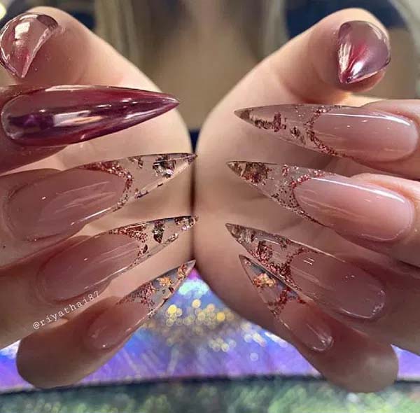 14. Clear Stiletto Nail Design #acrylicnails #beauty #trendypins