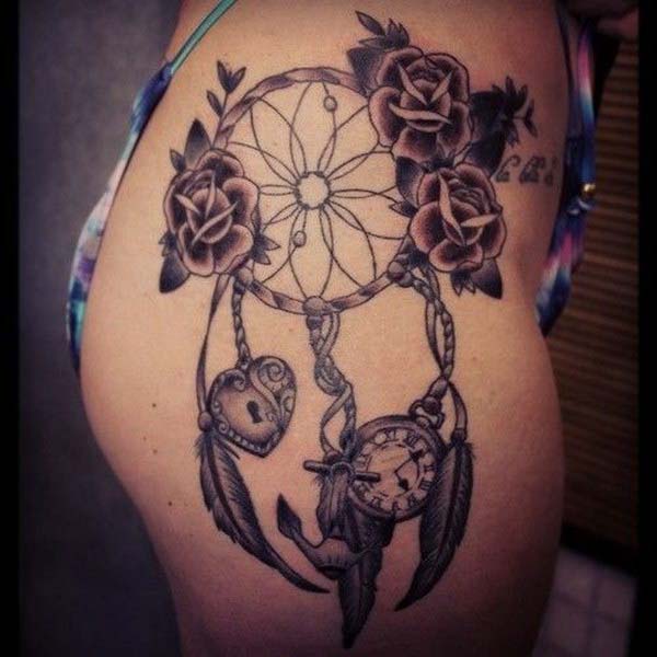 Side Thigh Dreamcatcher Tattoo For Girls #trendypins