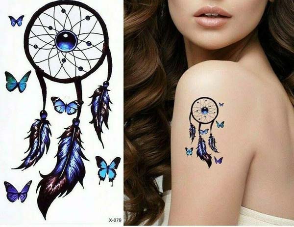 Spirit Dream Catcher Feather Butterflies Talisman Tattoo