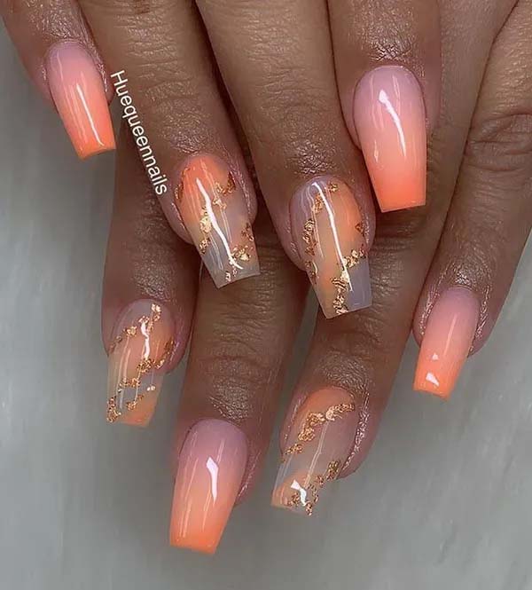 38. Stylish Orange Nail Design #acrylicnails #beauty #trendypins
