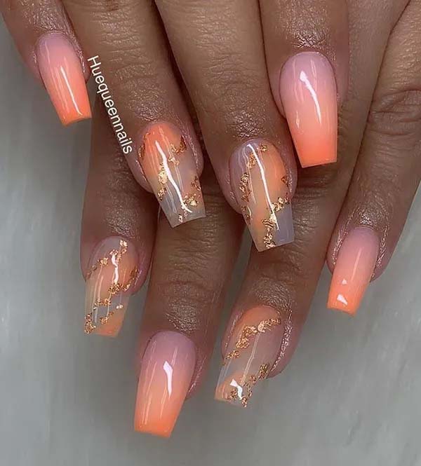 38. Stylish Orange Nail Design #acrylicnails #beauty #trendypins