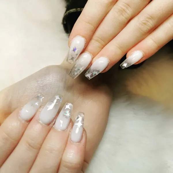 41. White Clear Nails #acrylicnails #beauty #trendypins