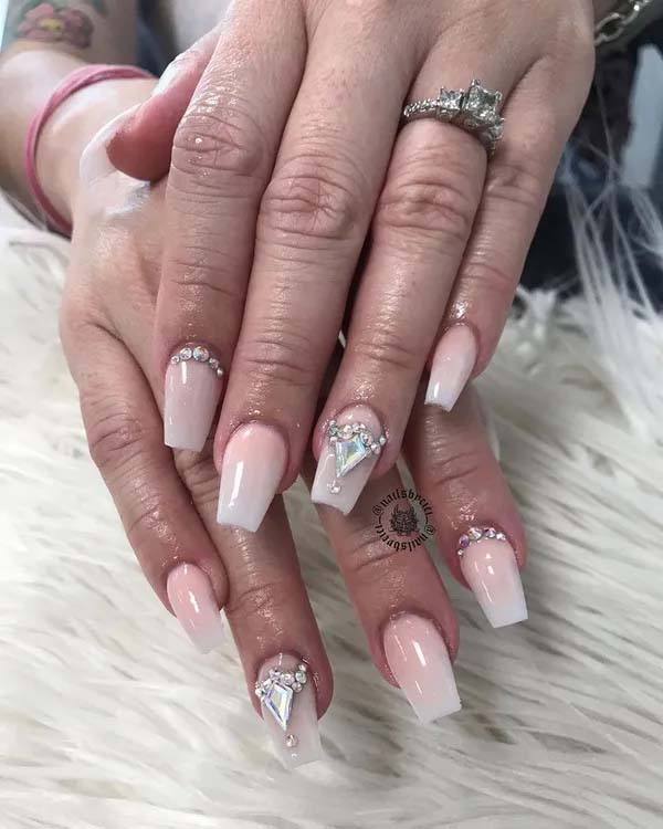 44. White Pink Nails With Accents #acrylicnails #beauty #trendypins