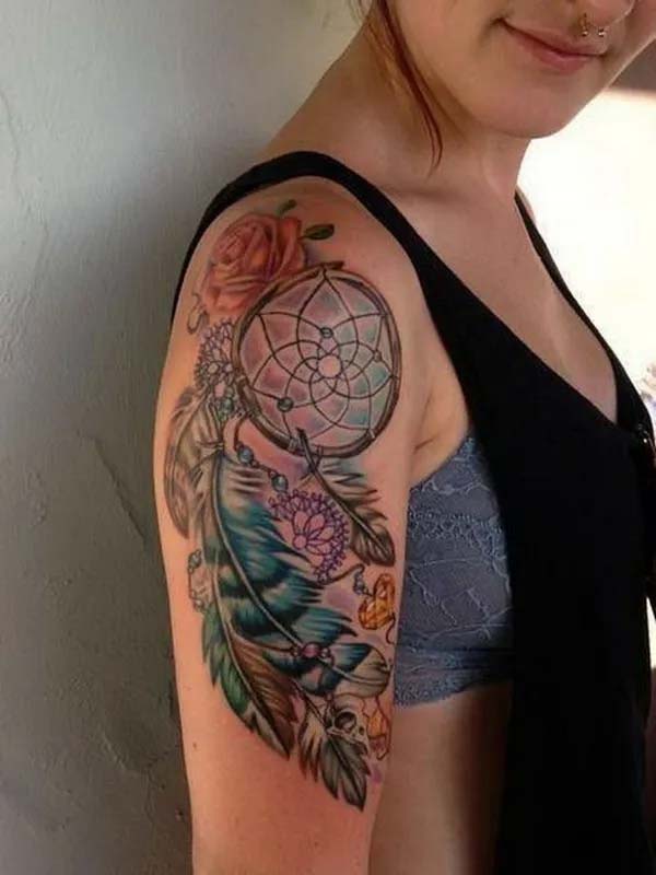 Colorful Arm Dream Catcher Tattoo #tattoo #dreamcatcher #trendypins