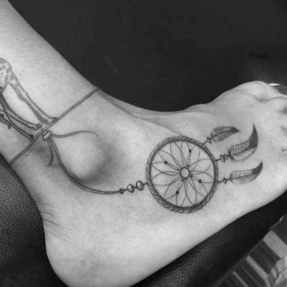 cool small dreamcatcher tattoo on ankle