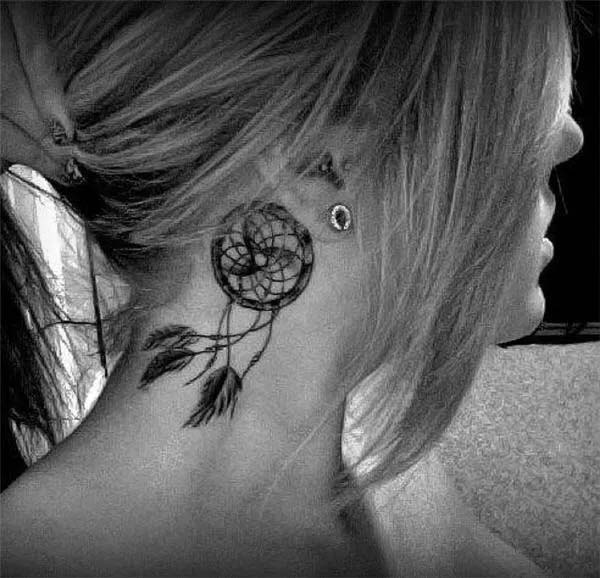 Dreamcatcher Tattoo Behind the Ear #tattoo #dreamcatcher #trendypins