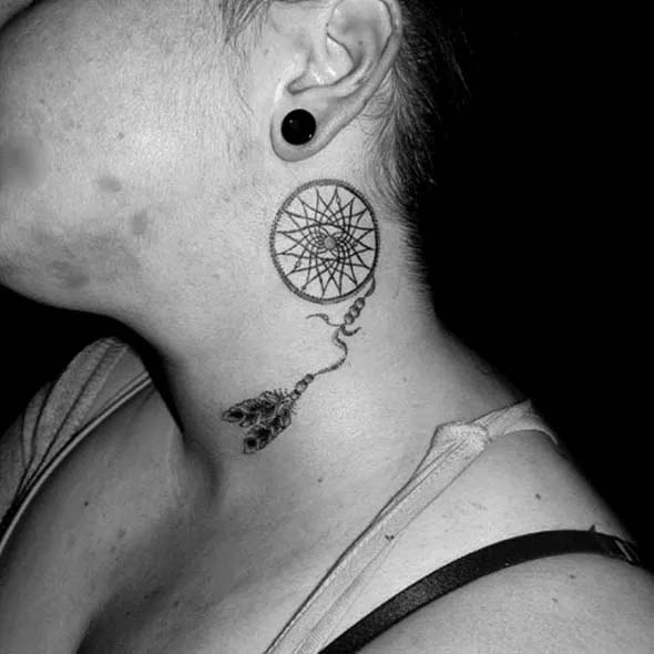 dreamcatcher tattoo on neck