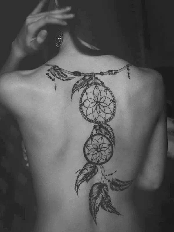 Dreamcatcher Tattoo on the Full Back #tattoo #dreamcatcher #trendypins