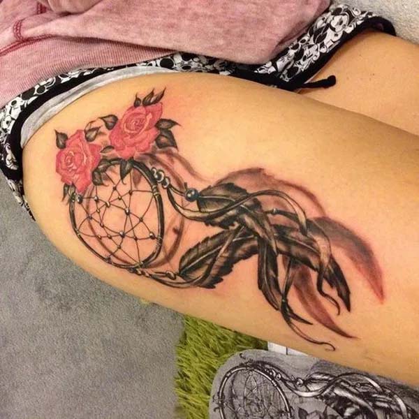 Dreamcatcher Tattoo on the Thigh #tattoo #dreamcatcher #trendypins