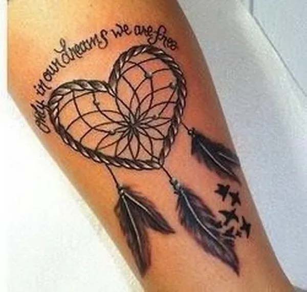 Heart Shape Dream Catcher Tattoo #tattoo #dreamcatcher #trendypins