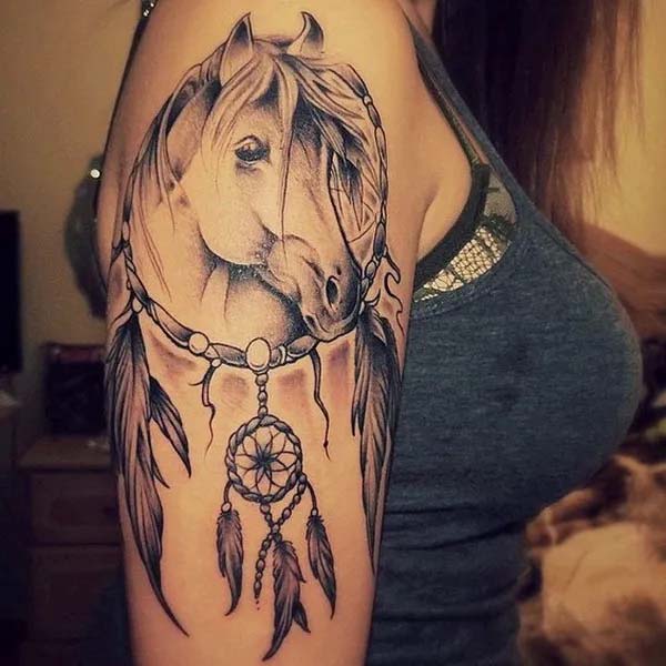 Horse Dreamcatcher Tattoo on the Arm #tattoo #dreamcatcher #trendypins