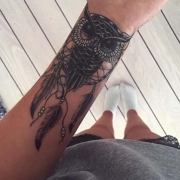 Owl Dream Catcher Tattoo Design #tattoo #dreamcatcher #trendypins