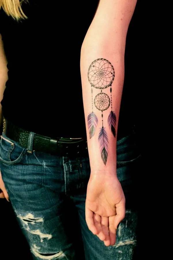 Simple Dreamcatcher Tattoo Design on the Arm #tattoo #dreamcatcher #trendypins