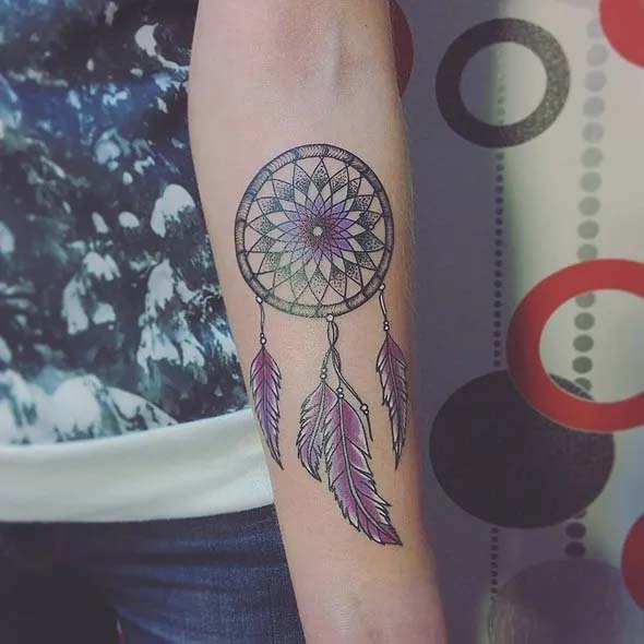 small dreamcatcher tattoo design on forearm#dreamcatcher #smalltattoo #trendypins