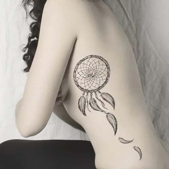 small dreamcatcher tattoo designs on ribs