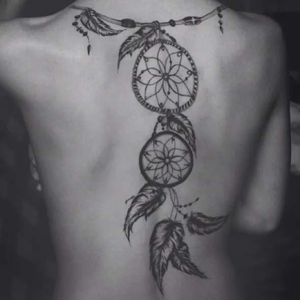 small dreamcatcher tattoo ideas on back