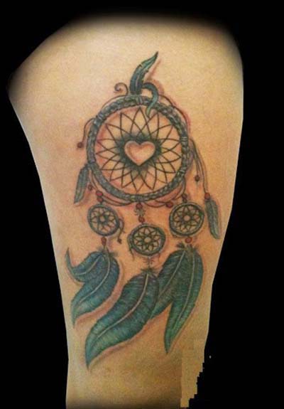 Thigh Dream Catcher Tattoo Design #trendypins