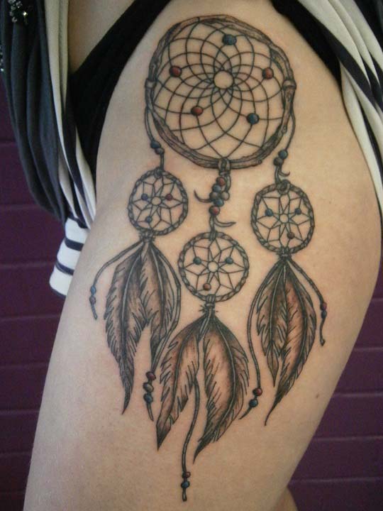 Thigh Dream Catcher Tattoo On Left Side #trendypins