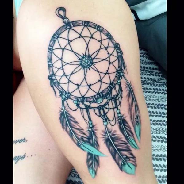 Thigh Dreamcatcher Tattoo Idea #tattoo #dreamcatcher #trendypins