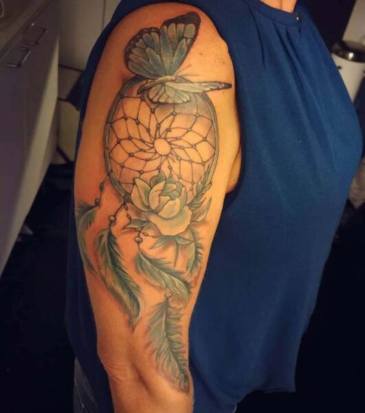 20 Delicate Butterfly Dream Catcher Tattoo Designs That Will Captivate You