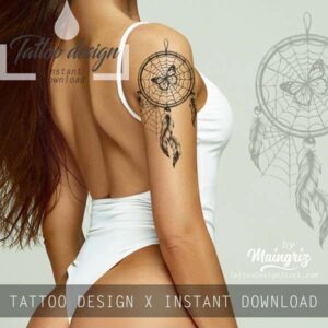 20 Delicate Butterfly Dream Catcher Tattoo Designs That Will Captivate You