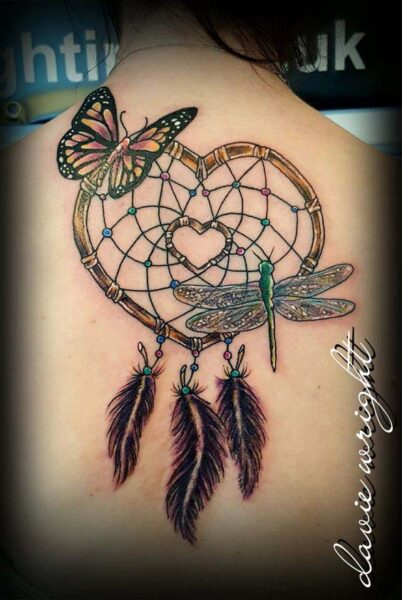 20 Delicate Butterfly Dream Catcher Tattoo Designs That Will Captivate You
